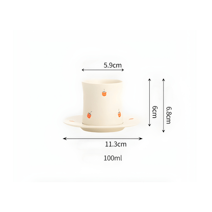 100ml matte porcelain cup and saucer with red fruit design – Beirut Lebanon