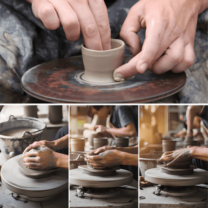 300ml Handmade Clay Mug – Retro Style