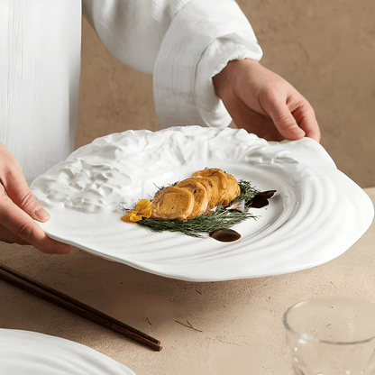 White coral porcelain plate with tidal wave texture – 25cm or 30cm – Lebanon