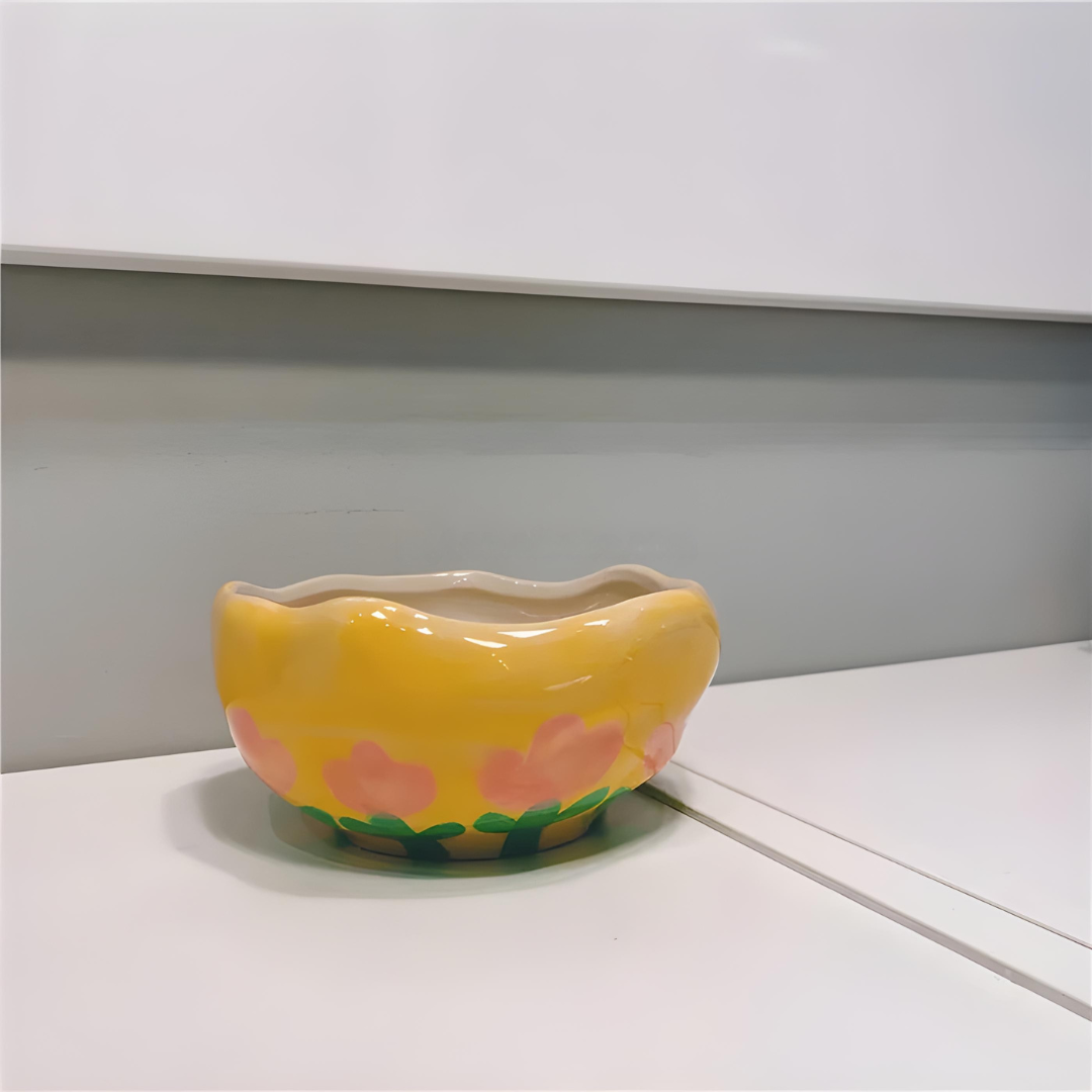 450ml Handmade Ceramic Flower Bowl – Decorative & Durable
