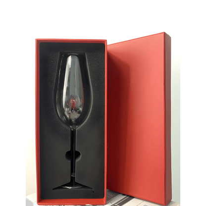 Elegant 350ml crystal wine glass with red rose inside, in luxury red gift box