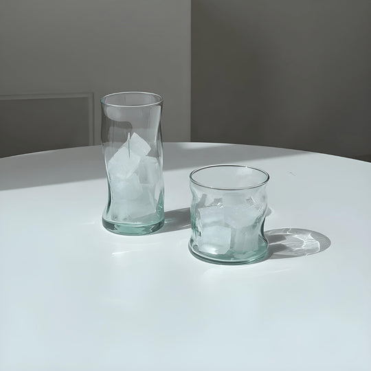 Twisted vintage drinking glass in 340ml and 440ml with handcrafted rim – available in Beirut, Lebanon