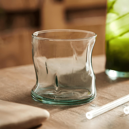 Twisted vintage drinking glass in 340ml and 440ml with handcrafted rim – available in Beirut, Lebanon