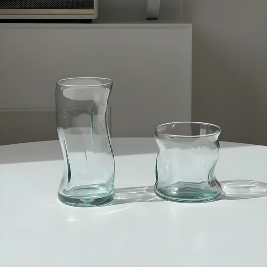 Twisted vintage drinking glass in 340ml and 440ml with handcrafted rim – available in Beirut, Lebanon
