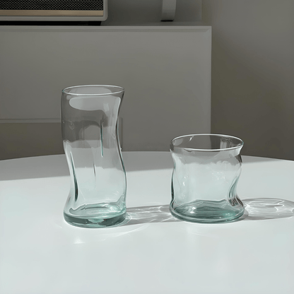 Twisted vintage drinking glass in 340ml and 440ml with handcrafted rim – available in Beirut, Lebanon