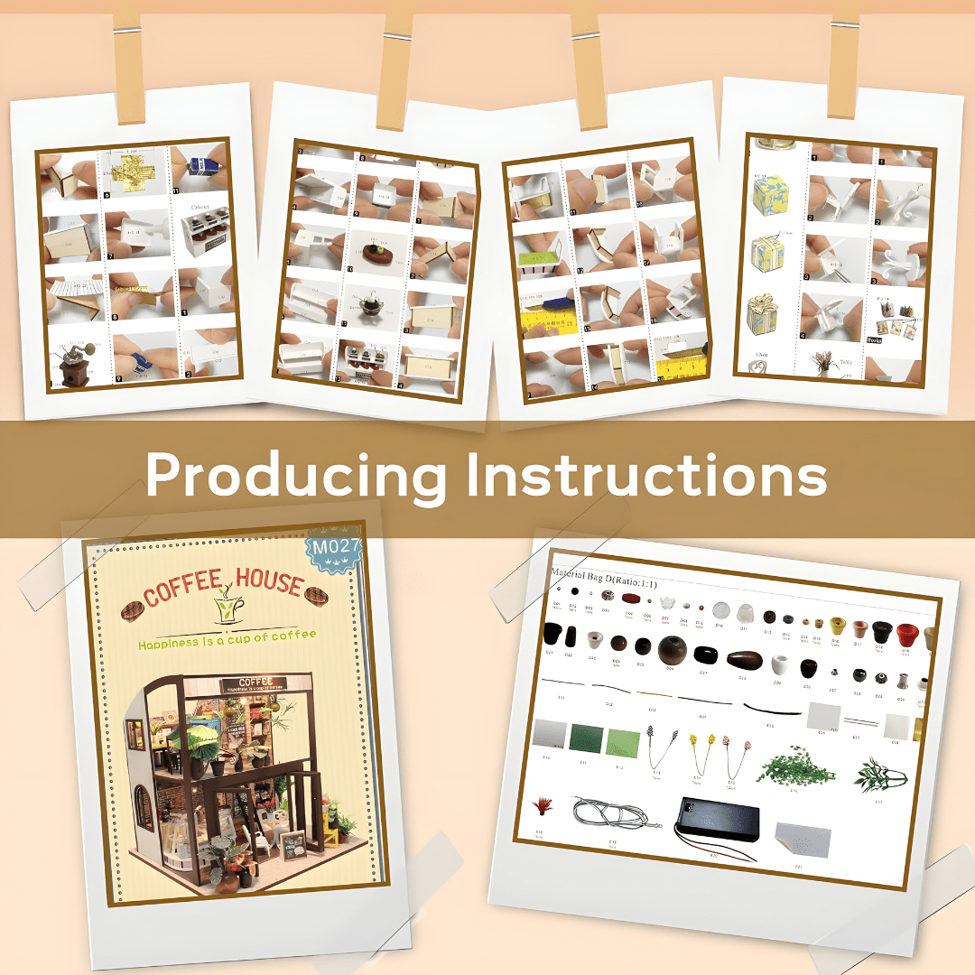 DIY miniature coffee house kit with LED lights, music box, and indoor café details – ideal for Beirut hobby crafters