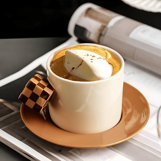 Mosaic ceramic coffee cup set with saucer and spoon – 250ml – Beirut Lebanon