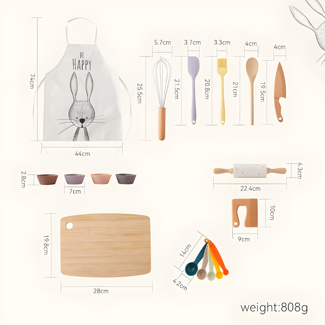 Kids 11-piece cooking set with wood & silicone tools – safe for age 3+ in Beirut