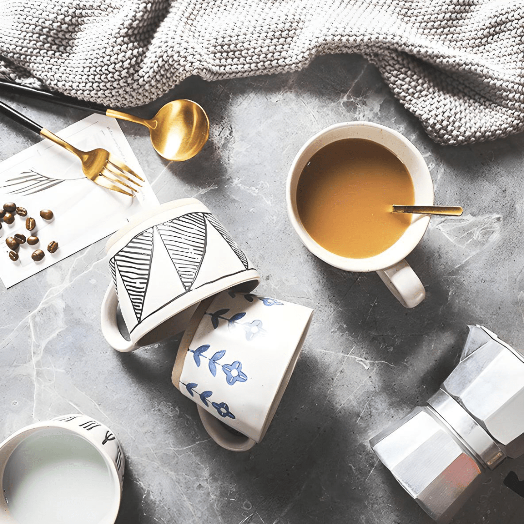 Handmade crude pottery mug 360ml with rustic porcelain finish – ideal for hot drinks in Beirut Lebanon