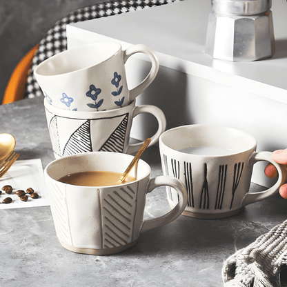Handmade crude pottery mug 360ml with rustic porcelain finish – ideal for hot drinks in Beirut Lebanon