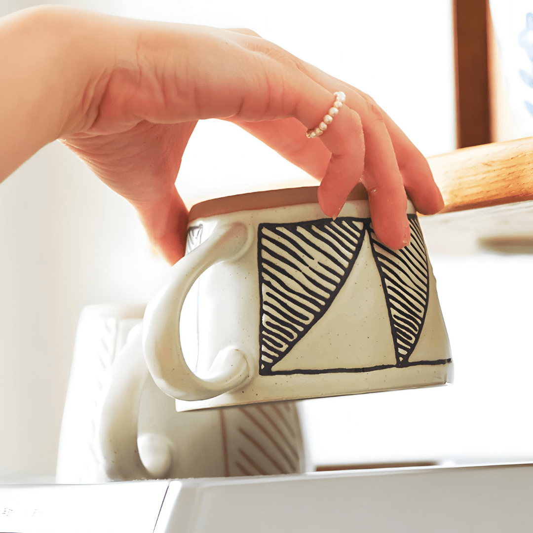 Handmade crude pottery mug 360ml with rustic porcelain finish – ideal for hot drinks in Beirut Lebanon