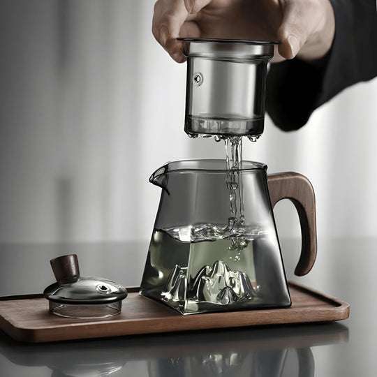 Modern 500ml glass teapot with wooden handle and removable infuser – heat-resistant teaware Lebanon