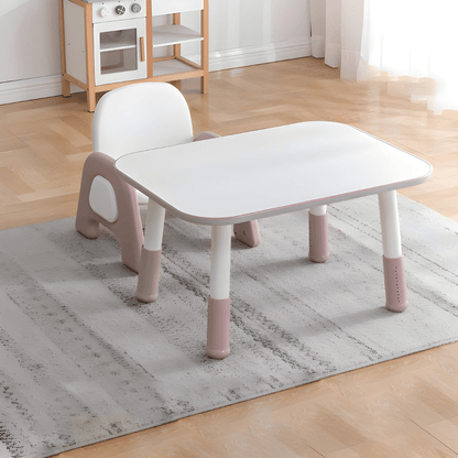 Adjustable Kids Table and Chair Set – Modern Design, Anti-Slip Base, Cloudy Pink Legs