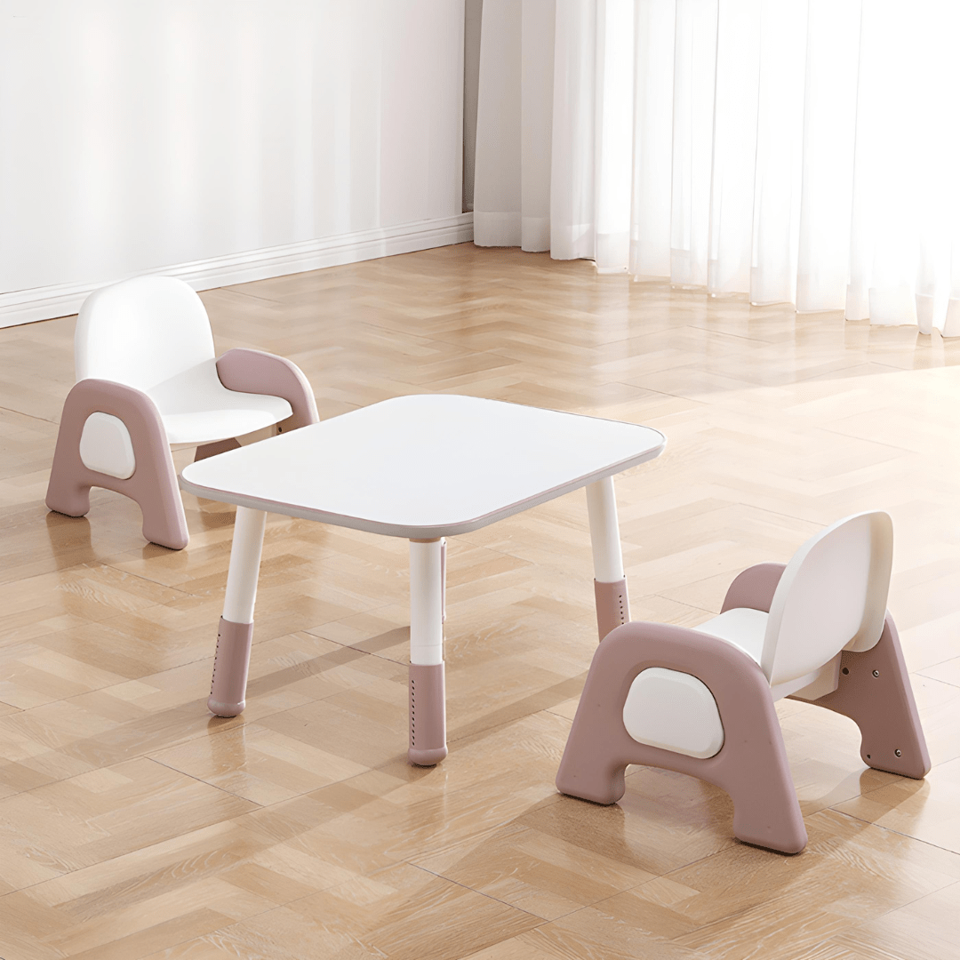 Adjustable Kids Table and Chair Set – Modern Design, Anti-Slip Base, Cloudy Pink Legs