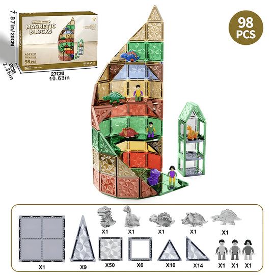 98-piece magnetic diamond blocks building set with dinosaur toys for kids