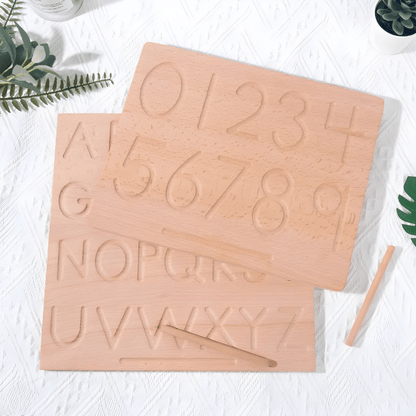 Montessori wooden educational board set with numbers, shapes, and letters – Beirut Lebanon
