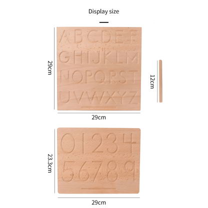 Montessori Wooden Alphabet & Number Tracing Board – Double‑Sided Educational Toy