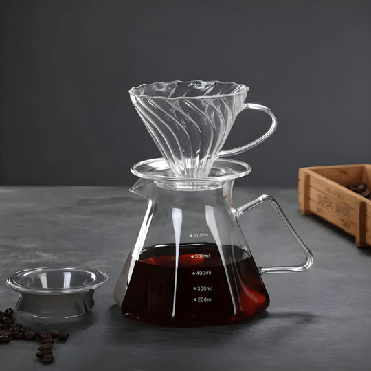 Pour-over coffee maker set with 600ml glass server and dripper – Beirut Lebanon market