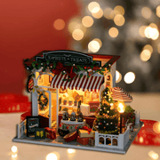 DIY Miniature Sweets & Treats Christmas House Kit with LED Lights and Dust Cover