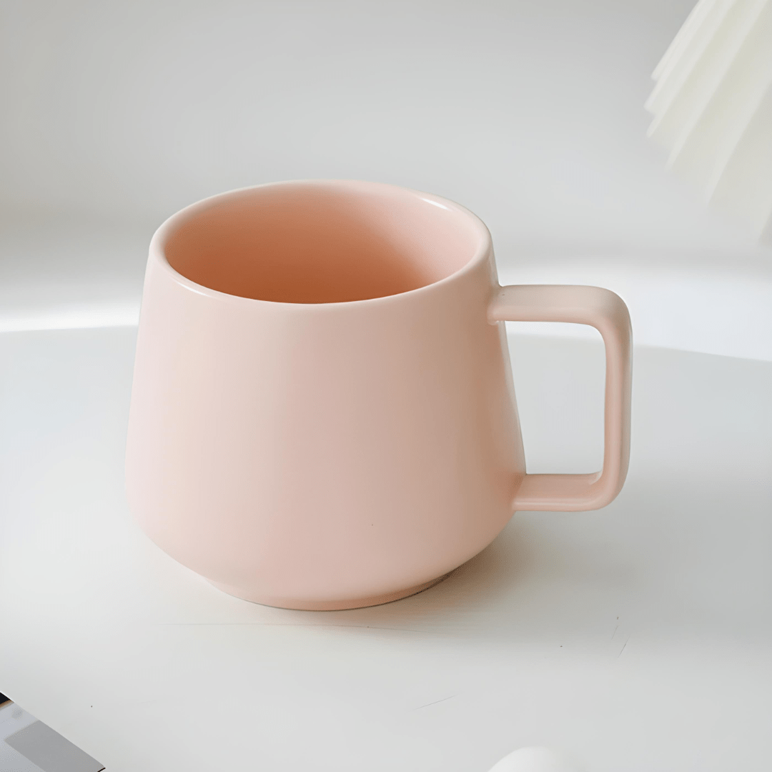 Modern matte ceramic mug 320ml – pink, grey, beige – coffee tea cup available in Beirut Lebanon