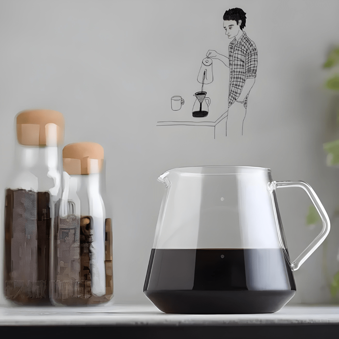 3-piece pour over coffee set with 600ml borosilicate glass jug, dripper, and metal stand – perfect for brewing 1–4 cups in Beirut Lebanon