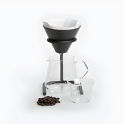 3-piece pour over coffee set with 600ml borosilicate glass jug, dripper, and metal stand – perfect for brewing 1–4 cups in Beirut Lebanon