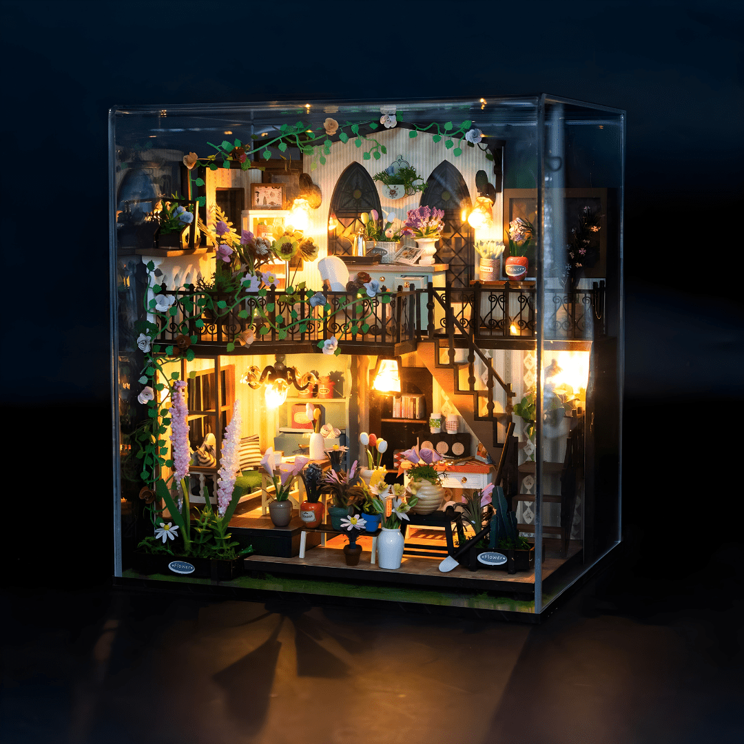 Darcy Flower House DIY miniature kit with LED lights, music & plexiglass cover – Beirut Lebanon