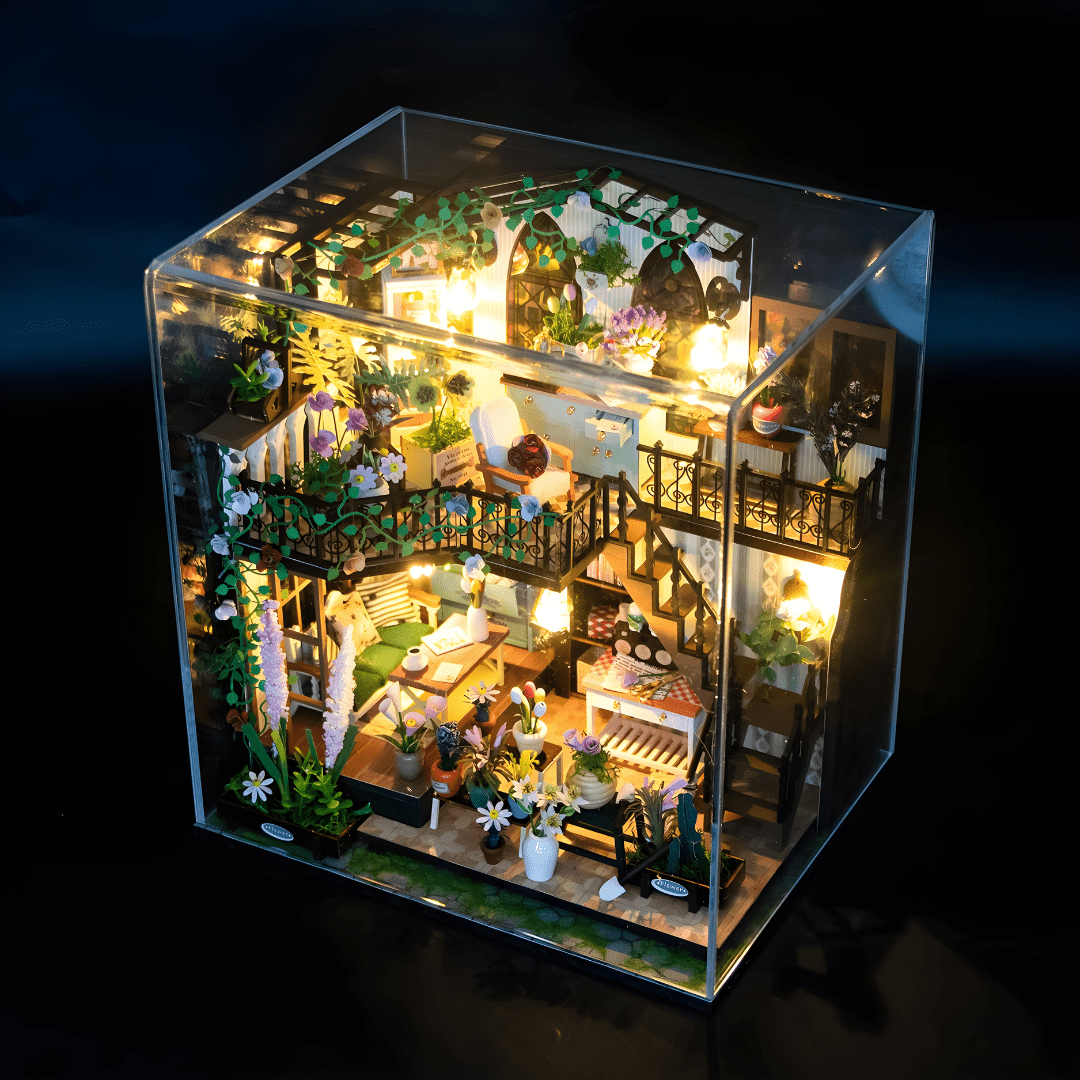 Darcy Flower House DIY miniature kit with LED lights, music & plexiglass cover – Beirut Lebanon