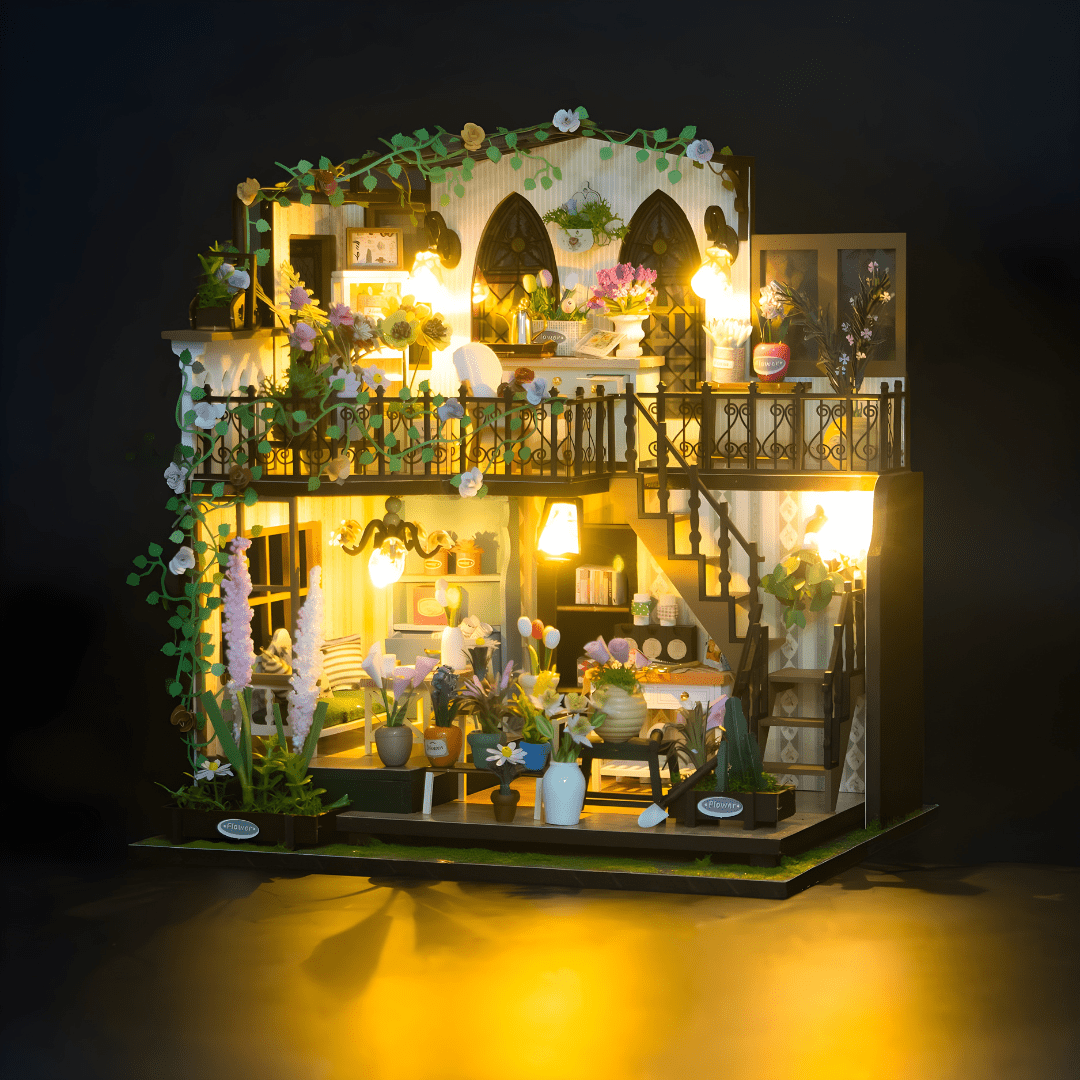 Darcy Flower House DIY miniature kit with LED lights, music & plexiglass cover – Beirut Lebanon