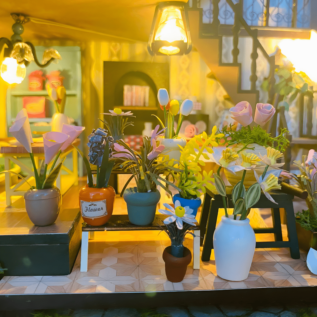 Darcy Flower House DIY miniature kit with LED lights, music & plexiglass cover – Beirut Lebanon