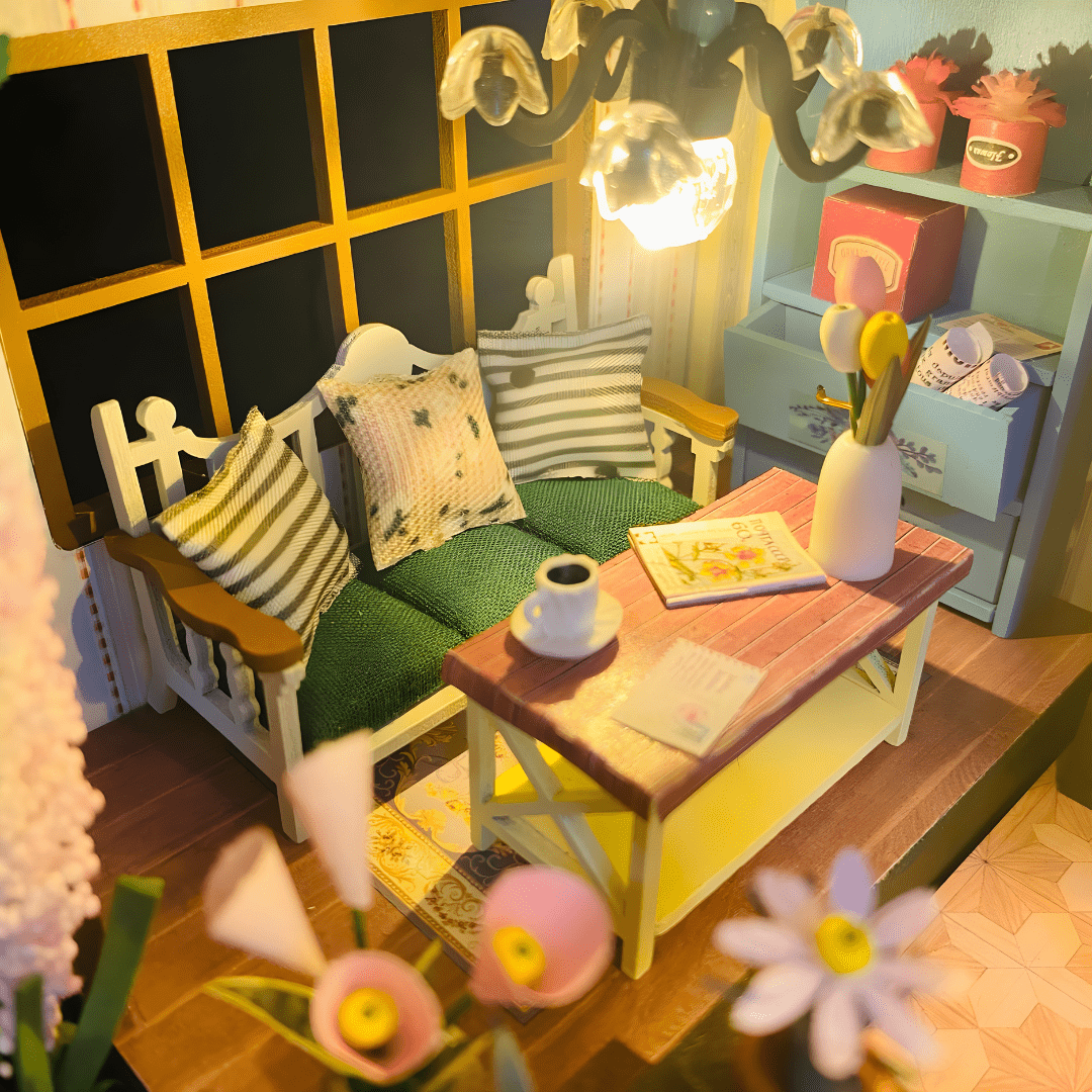 Darcy Flower House DIY miniature kit with LED lights, music & plexiglass cover – Beirut Lebanon
