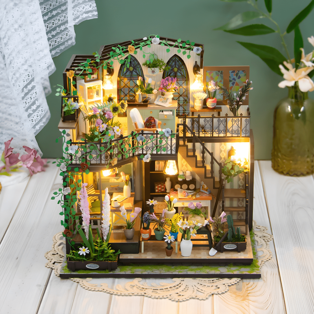 Darcy Flower House DIY miniature kit with LED lights, music & plexiglass cover – Beirut Lebanon