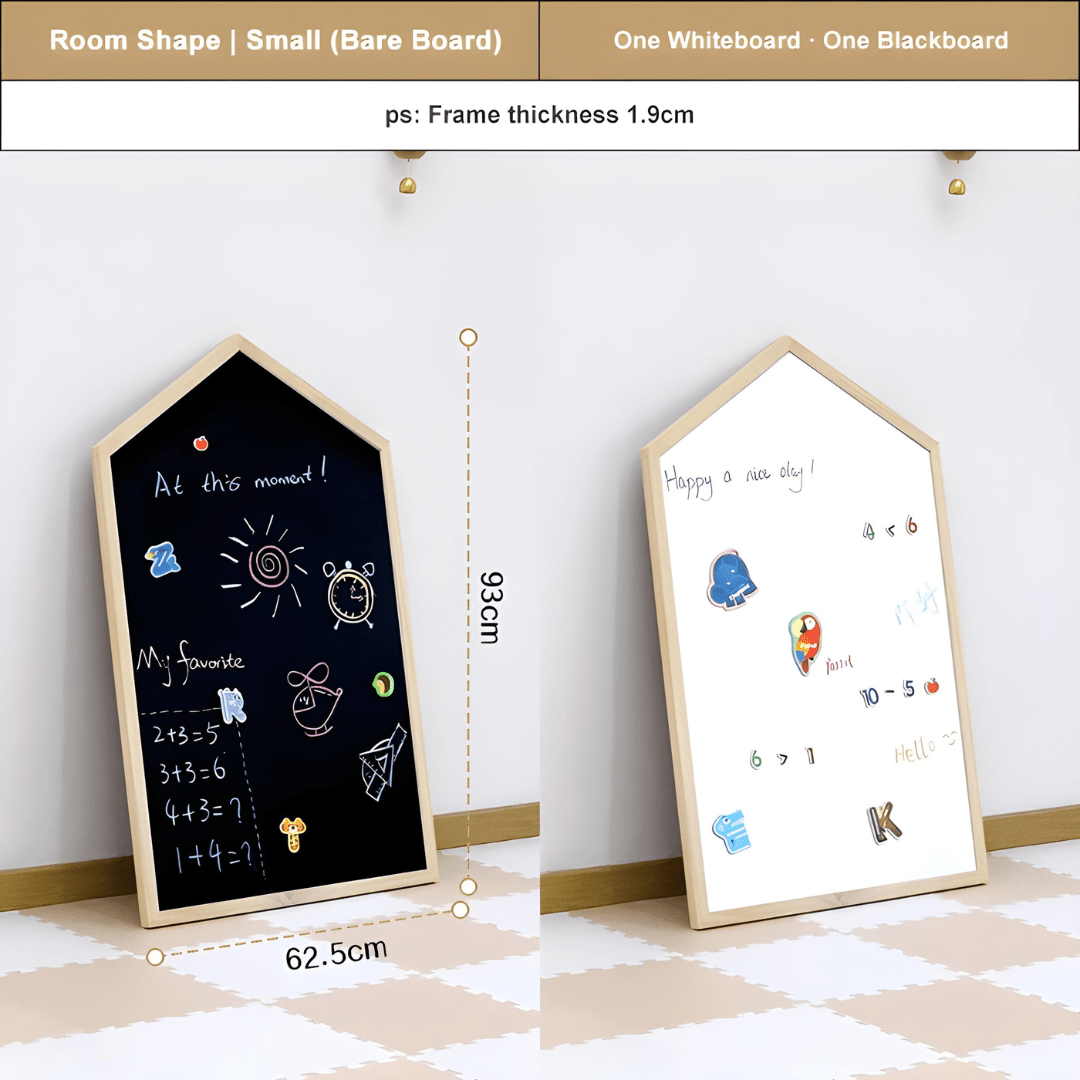 Solid wood magnetic kids drawing board in 2 shapes, double-sided black and white board, eco-friendly, safe for children 3+, Beirut Lebanon.