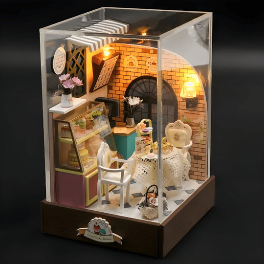 Sweet Cake Station DIY miniature kit with LED light and dust cover