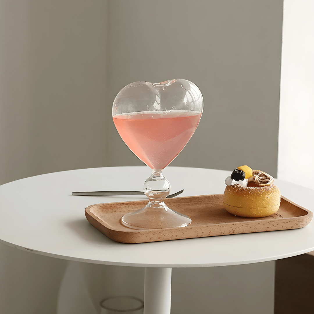 Heart-shaped 300ml glass with straw for drinks, cocktails & juices – Beirut Lebanon.