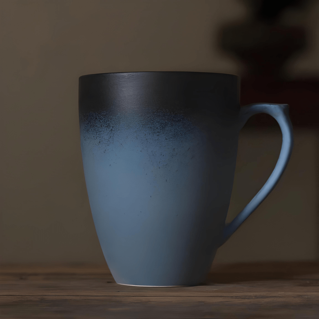Handmade 320ml porcelain mug with gradient matte finish, available in multiple colors, perfect for coffee or tea