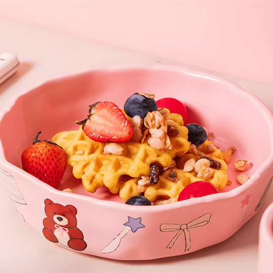 Handmade 500ml Ceramic Bowl – Premium Quality with Cute Illustrations