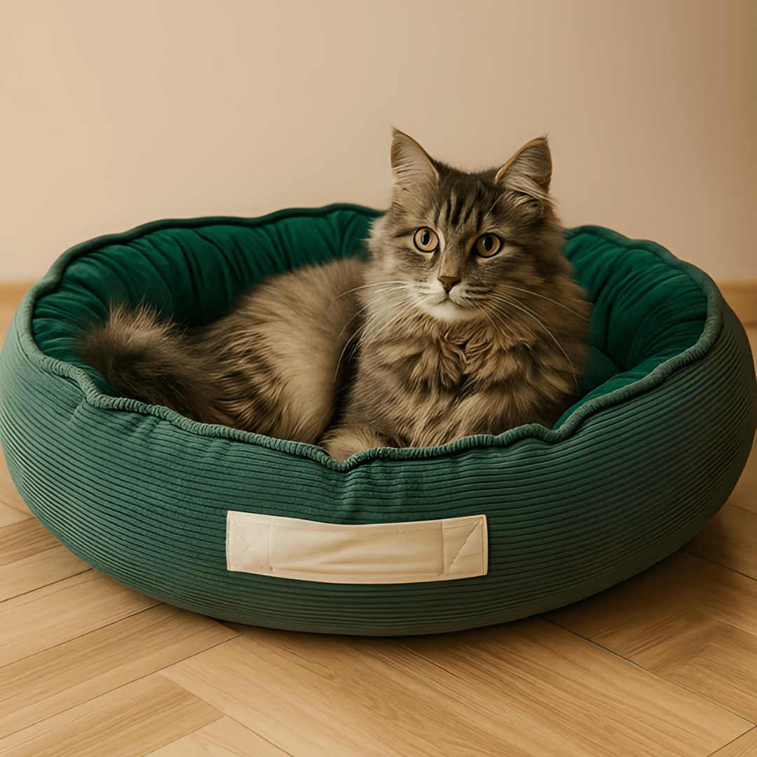 Round 78cm premium pet bed for small and medium dogs or cats – soft, durable, removable washable cover, and cuddler design.