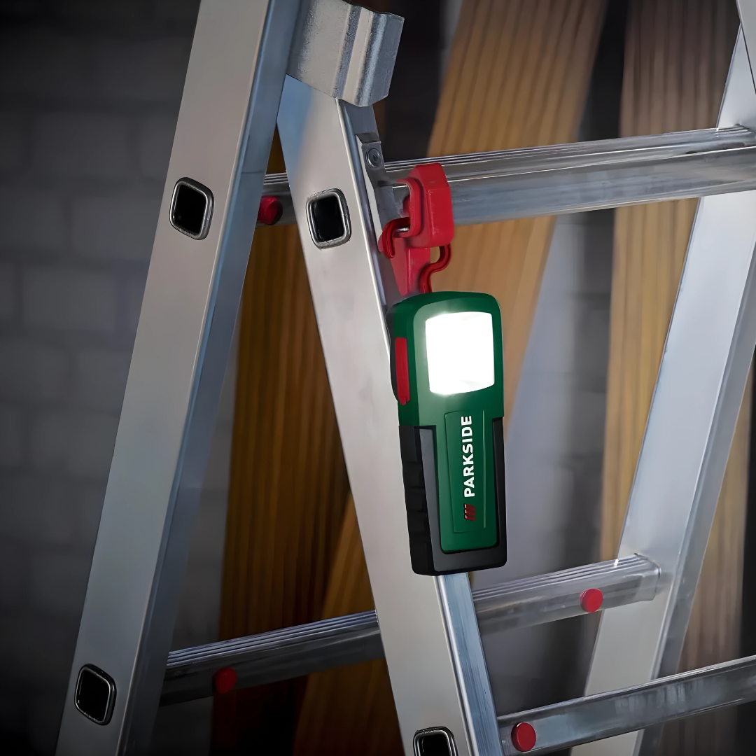 Parkside cordless LED work lamp with USB charging and 5 modes