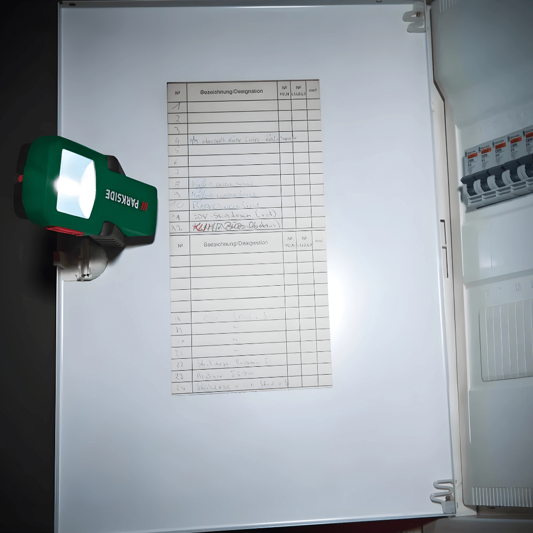 Parkside cordless LED work lamp with USB charging and 5 modes