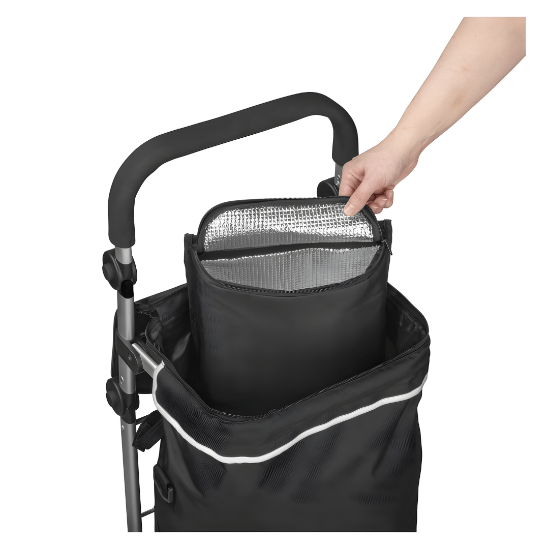 Folded TOPMOVE® 6-wheel shopping trolley – compact storage design