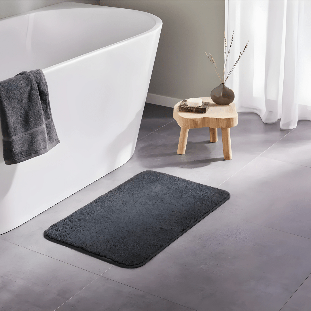Dark Gray LIVARNO Home Bath Mat 45×70 cm with wooden stool