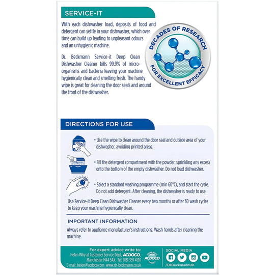 Dr. Beckmann Service-it Deep Clean Dishwasher Cleaner 75g pack – removes bacteria, grease & odours – Beirut Lebanon