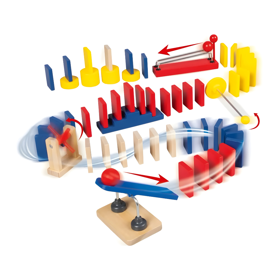Playtive Wooden Domino Obstacle Set 60 pcs – premium real wood educational toy for kids, fun obstacle course game, available in Beirut Lebanon