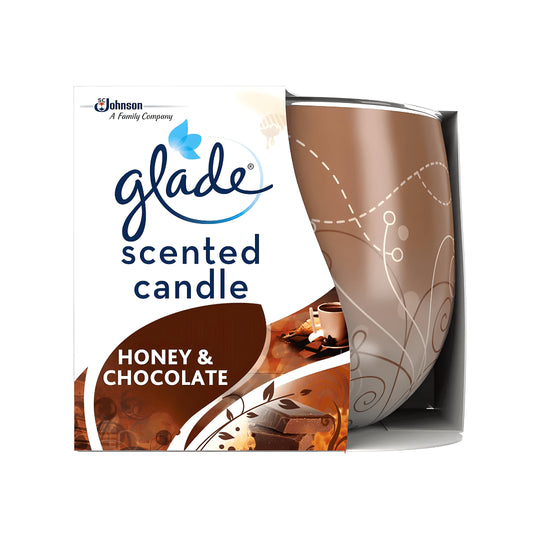 Glade Premium Scented Candle Honey & Chocolate 120g Glass Cup UK Made