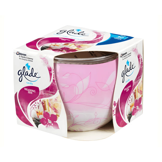Glade Premium Scented Candle Relaxing Zen 120g Glass Cup UK Made