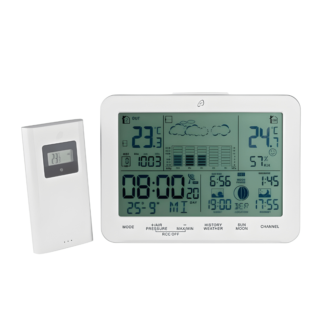 White Auriol weather station LED backlit display and sensor, Beirut Lebanon