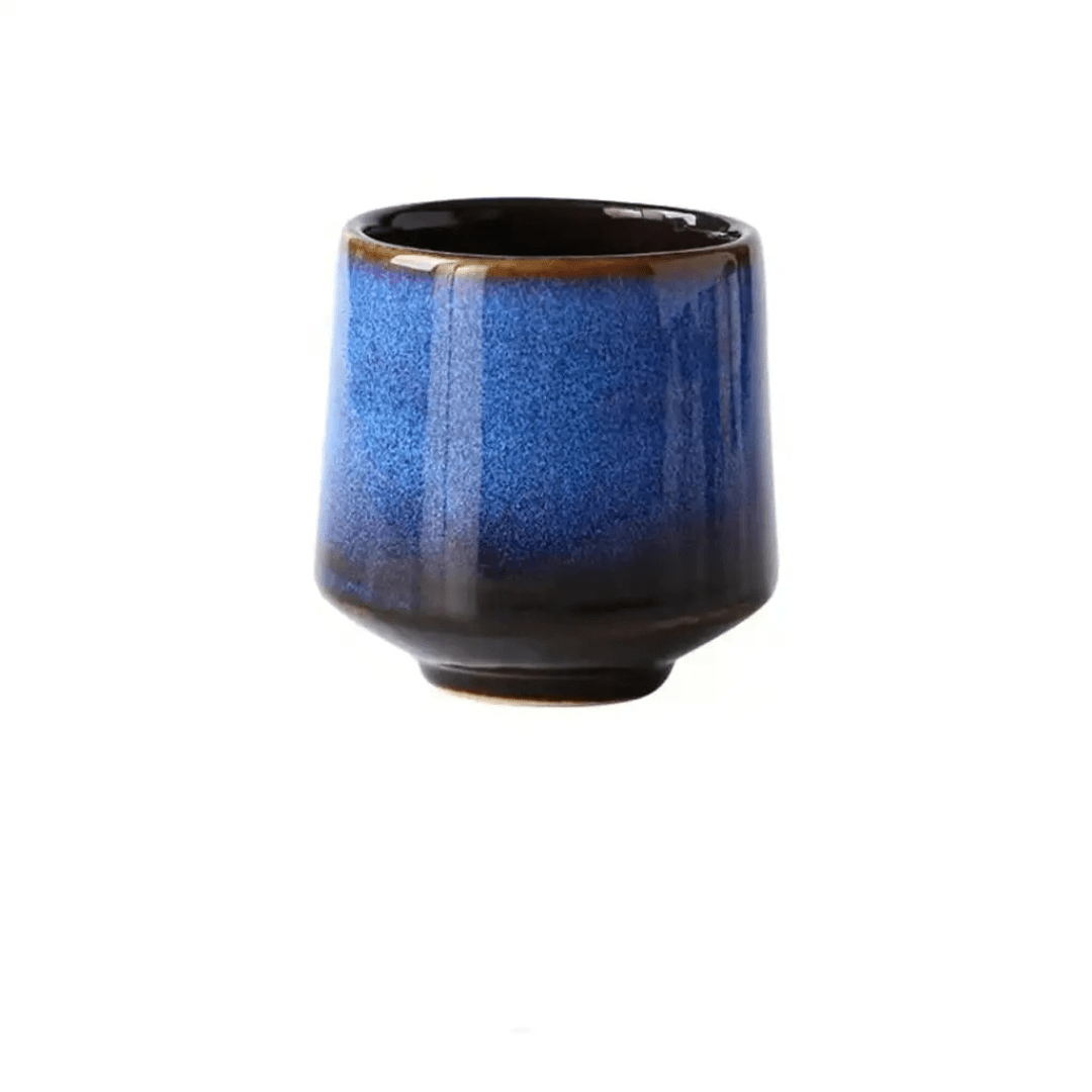 Japanese ceramic tea cups 200ml with unique reactive glaze, durable and safe for tea, coffee, or sake – available in Beirut Lebanon.