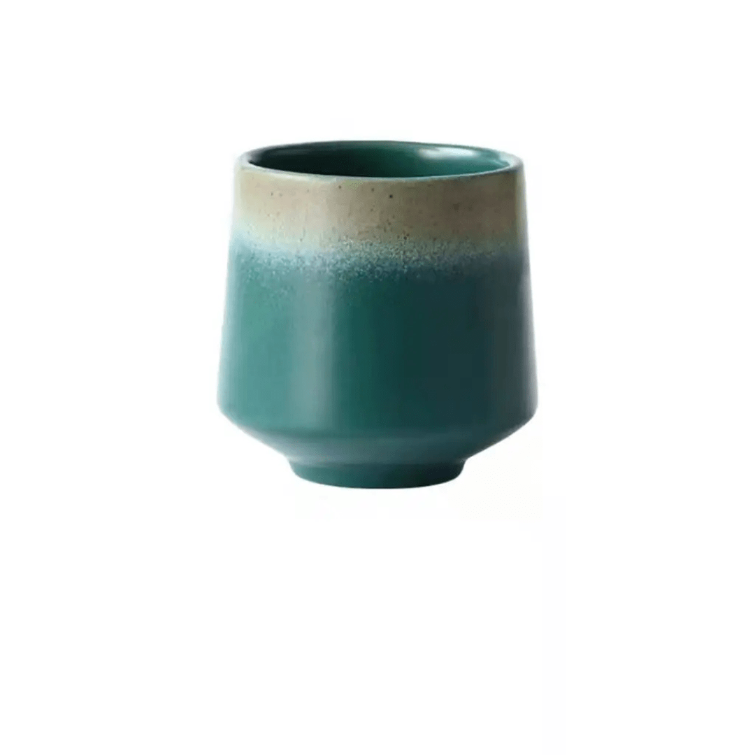 Japanese ceramic tea cups 200ml with unique reactive glaze, durable and safe for tea, coffee, or sake – available in Beirut Lebanon.
