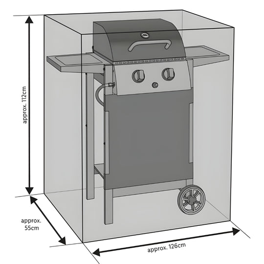 LIVARNO premium grill cover, waterproof tear-resistant polyester with PVC coating, UV-stable, 126×112×55 cm.